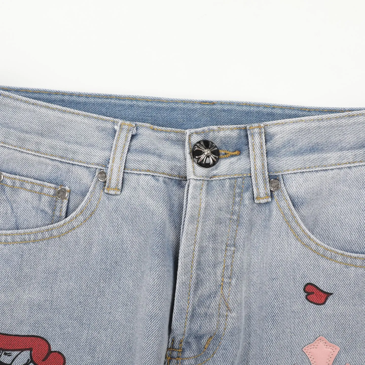 P250 Chrome Hearts | 25TX CH Chrome Hearts joint clown limited edition graffiti crocodile leather jeans. Very rare on the market. The 17 crosses on the entire pair of pants are made of three different materials (crocodile skin, lambskin, horse hair). The materials are all real materials. They are not comparable to ordinary styles. A great item to buy 🔥 Color: light blue Size: 28/30/32/34/36 Waist: 72/77/82/87/92 Sitting: 99/104/109/114/119 Pants length: 100/102/104/106/108